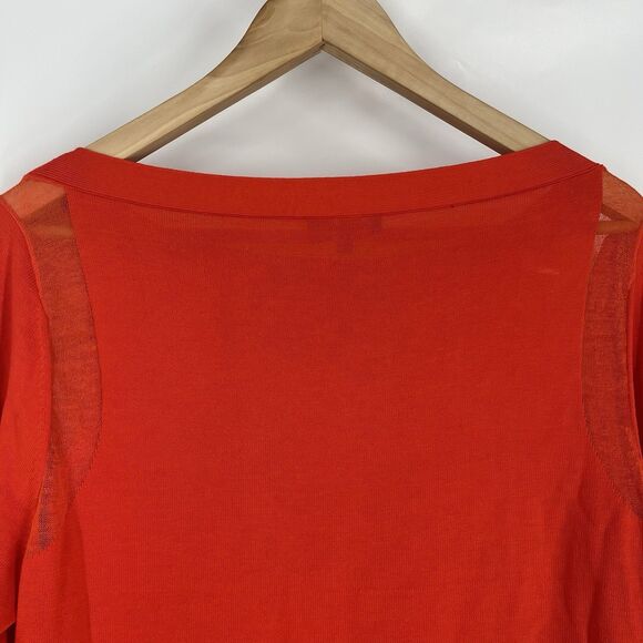 Lafayette 148 New York Sweater Size Large Womens Red Cotton Long Sleeve Boatneck - Picture 6 of 8